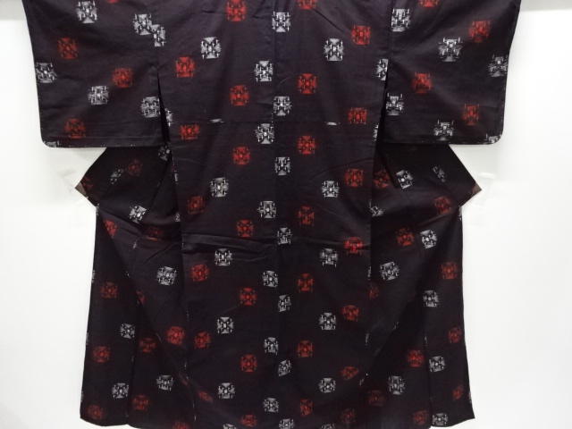 アンティーク　木綿本場久留米絣　抽象模様単衣着物